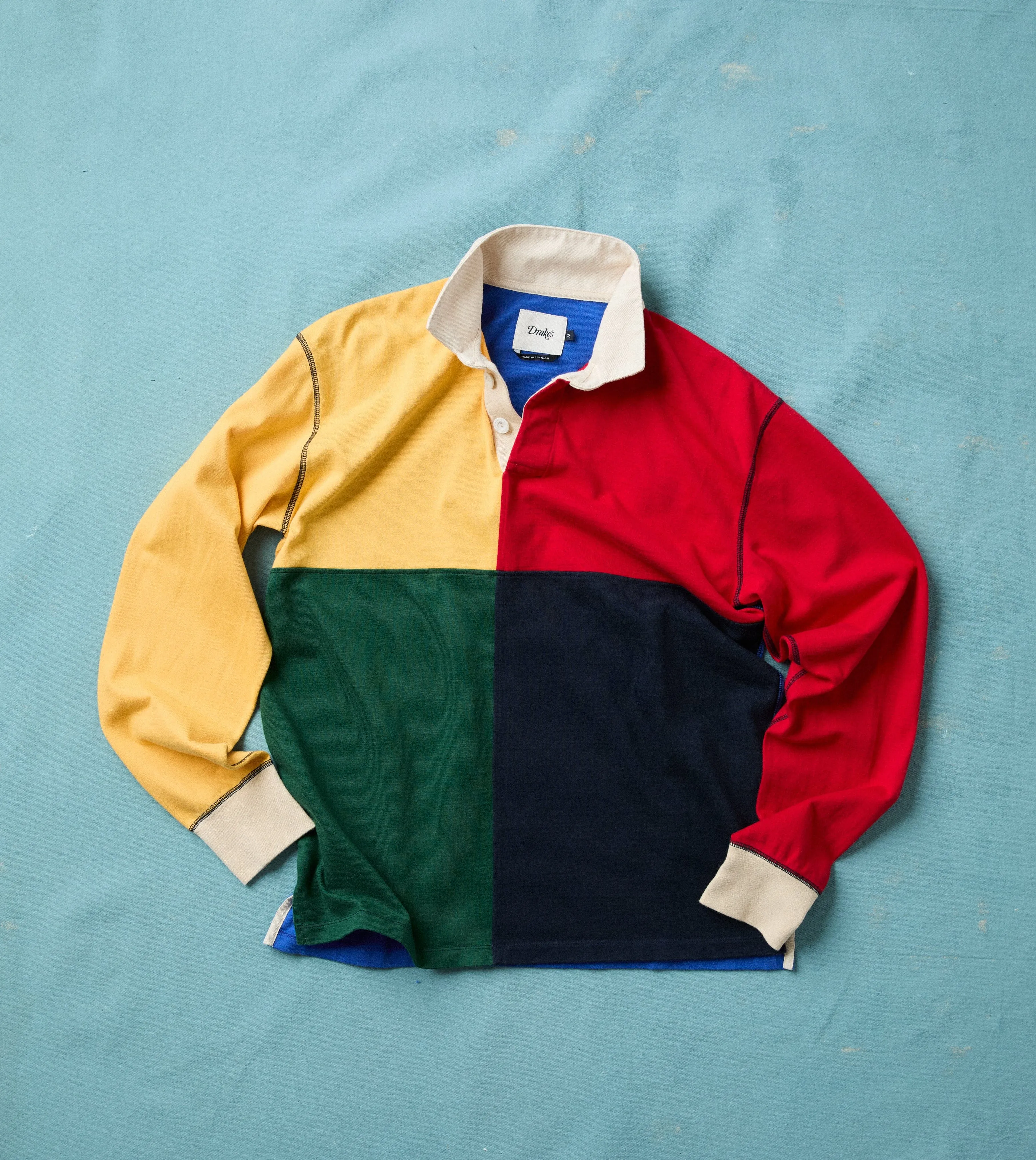 Baju Kaos Rugby Pria Colourblock Cotton Drake's Original