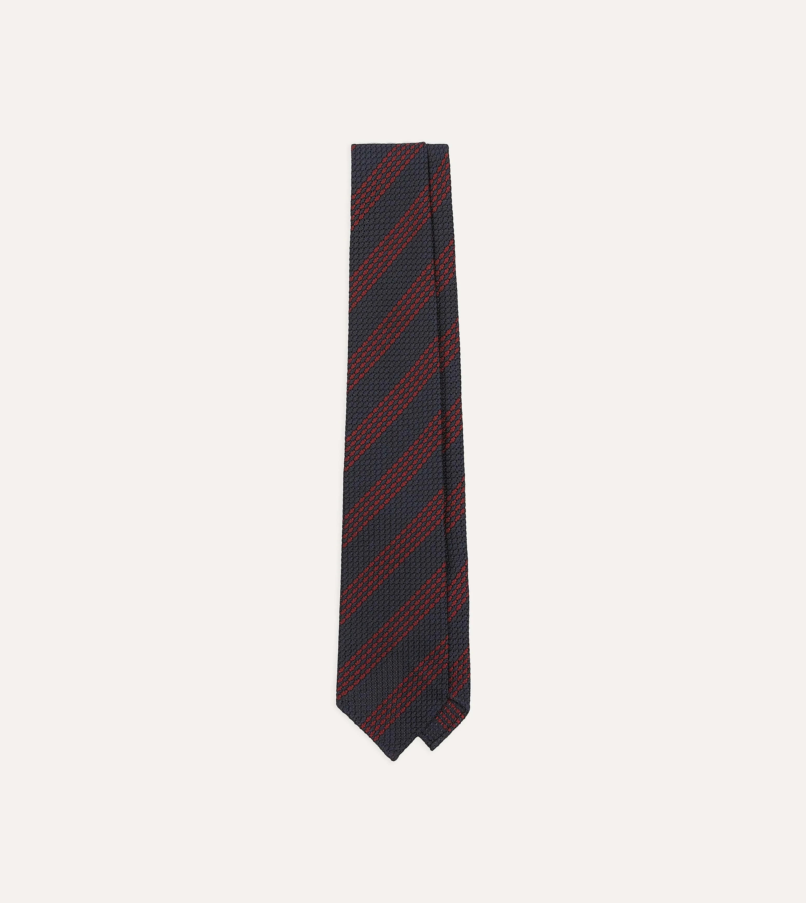 Drakes Dasi Pria Silk Grenadine Navy Red Stripe