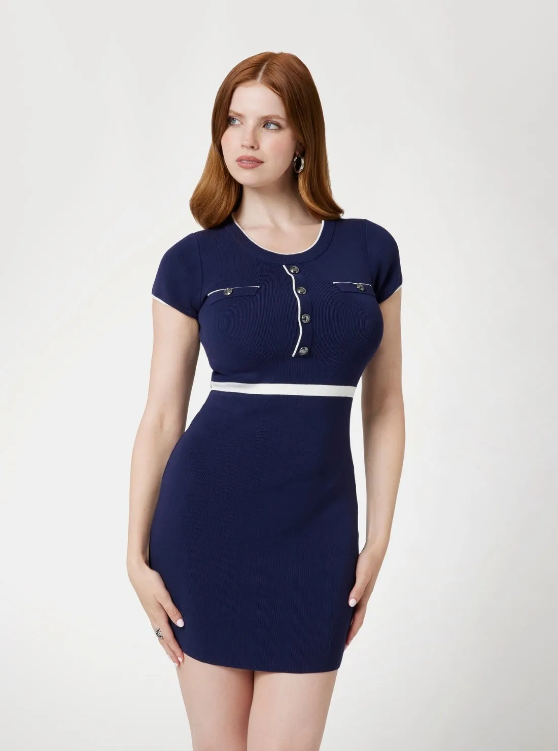 Guess Dress Wanita Blue Allie Mini Knit Bodycon