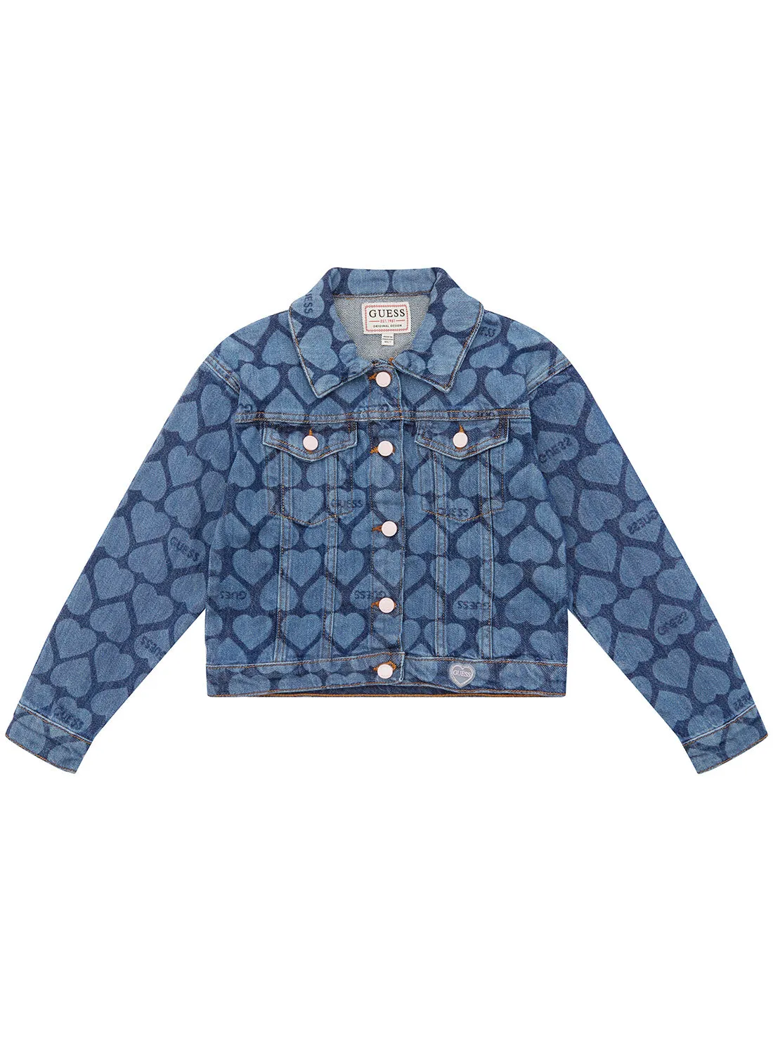 Jaket Denim Anak Perempuan Guess Blue Heart Wash
