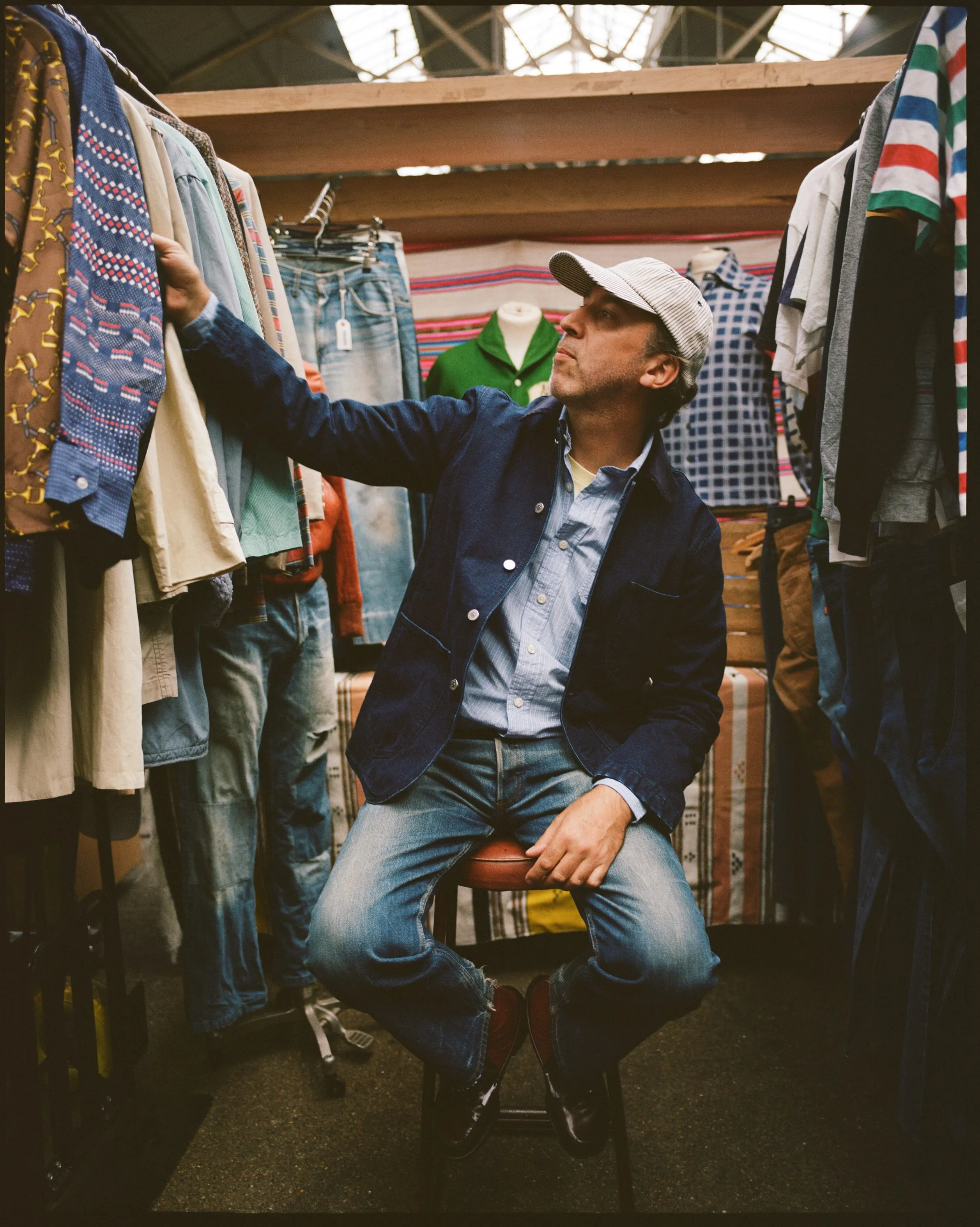 Jaket Pria Drake's Indigo Denim Lined Chore Jacket