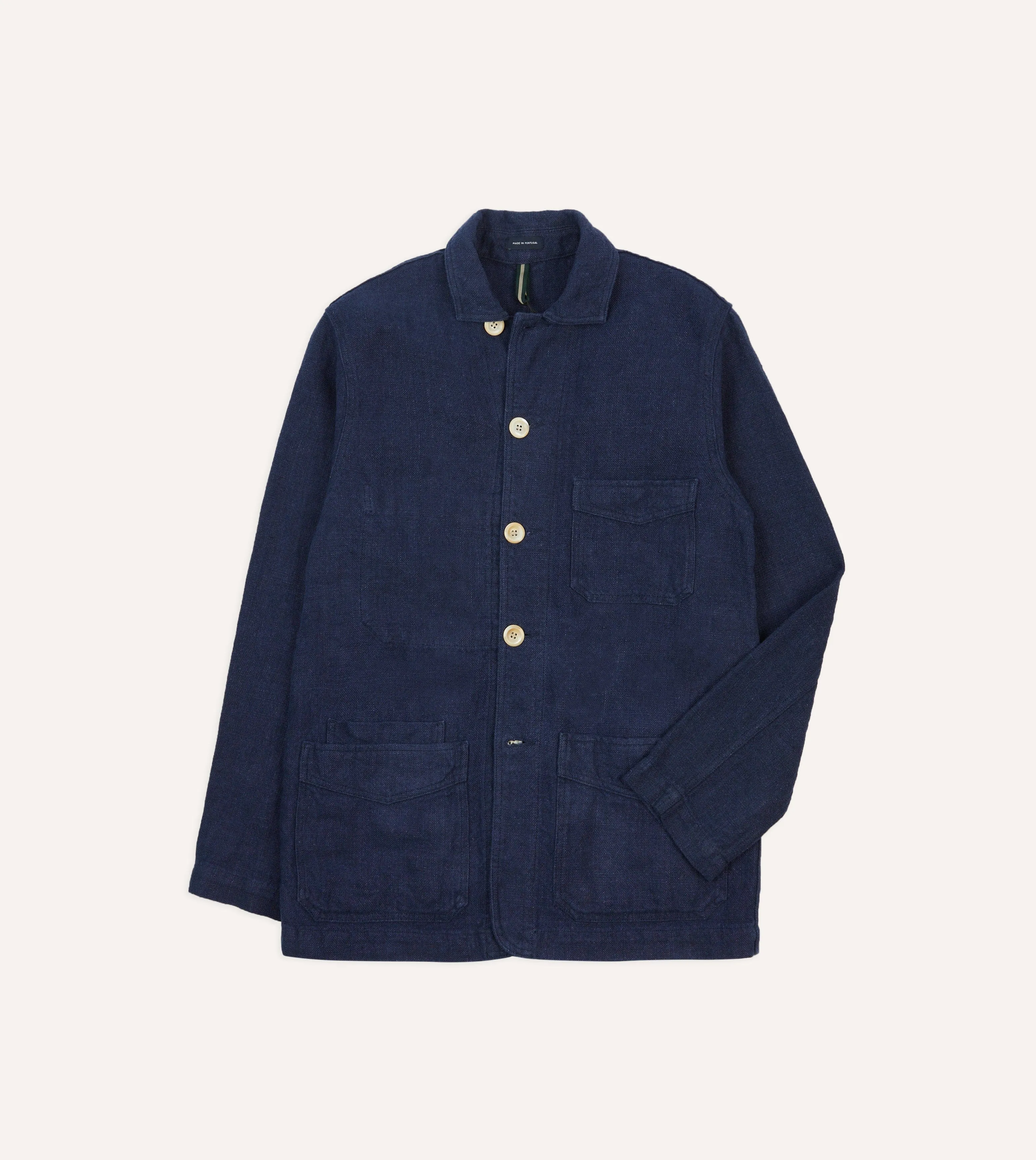 Jaket Pria Drake's Navy Linen Five-Pocket Chore