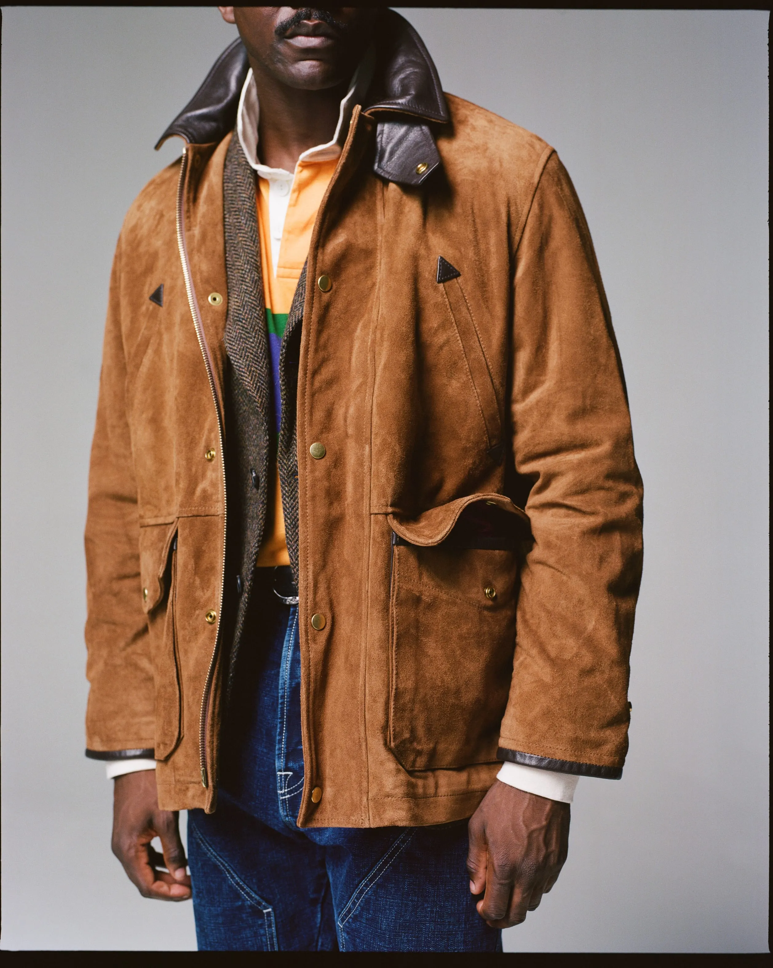 Jaket Pria Drake's Snuff Suede Keeper Jacket Mewah