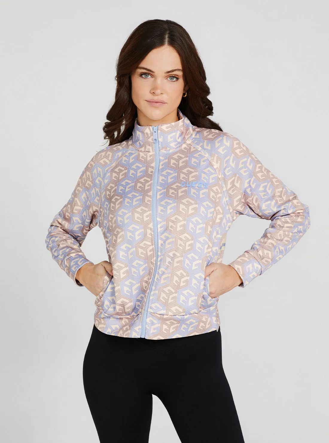 Jaket Wanita Guess Eco Blue G Cube Active Original