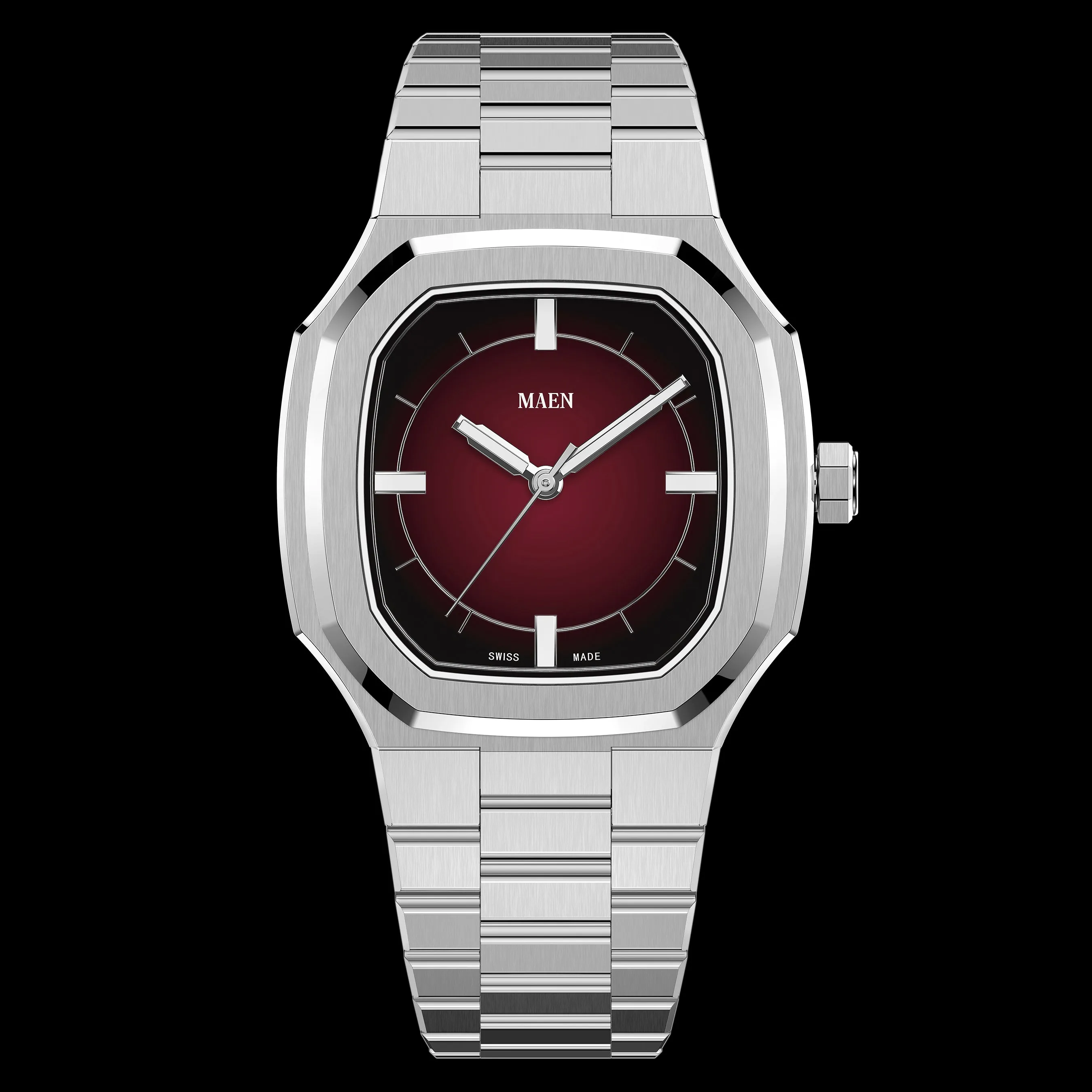 Jam Tangan Pria MAEN Manhattan 37 Worn & Wound Burgundy