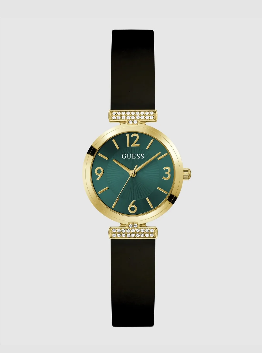 Jam Tangan Wanita GUESS Gold Black Array Crystal Green Dial
