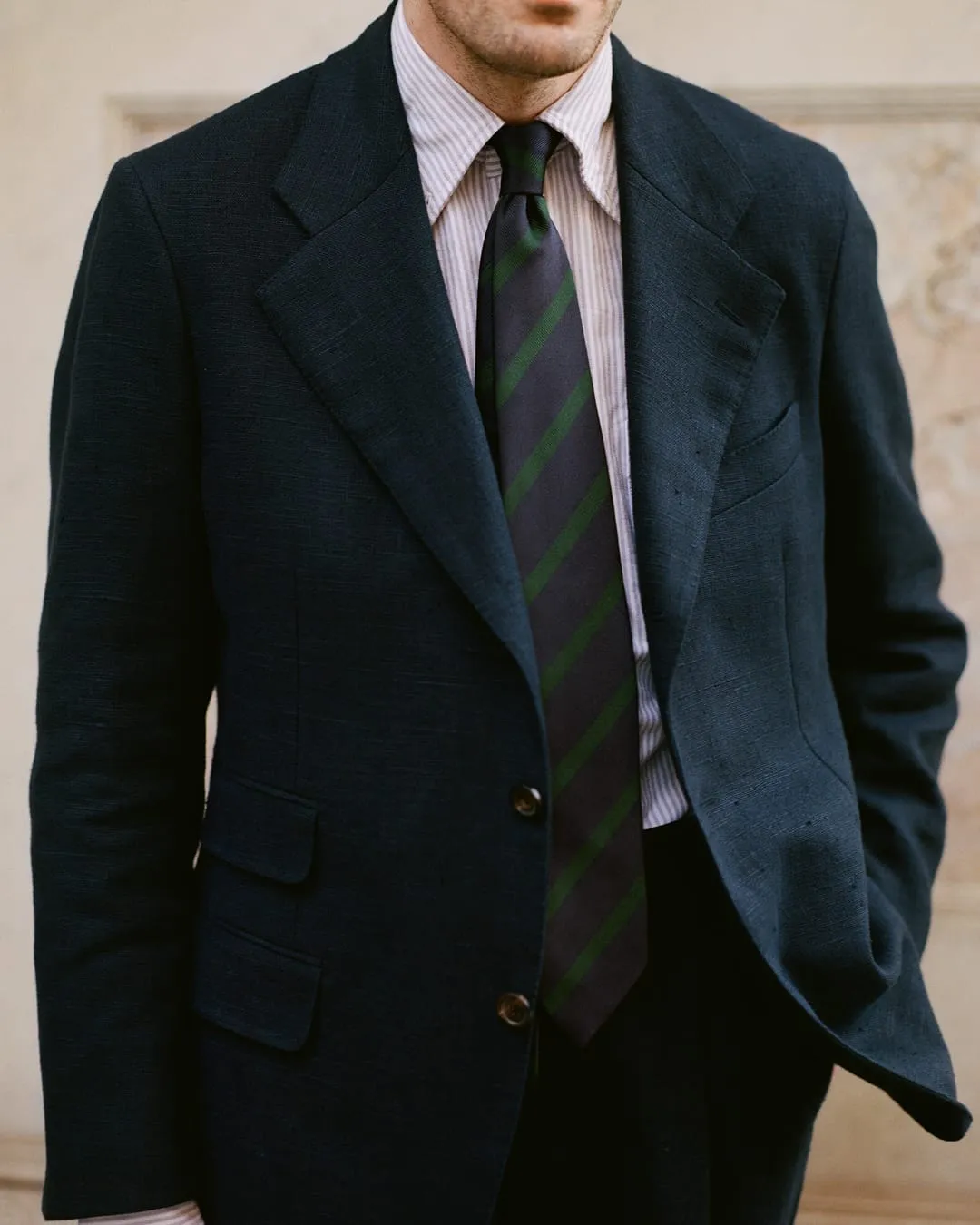 Jas Pria Drake's Navy Linen Tailored Jacket