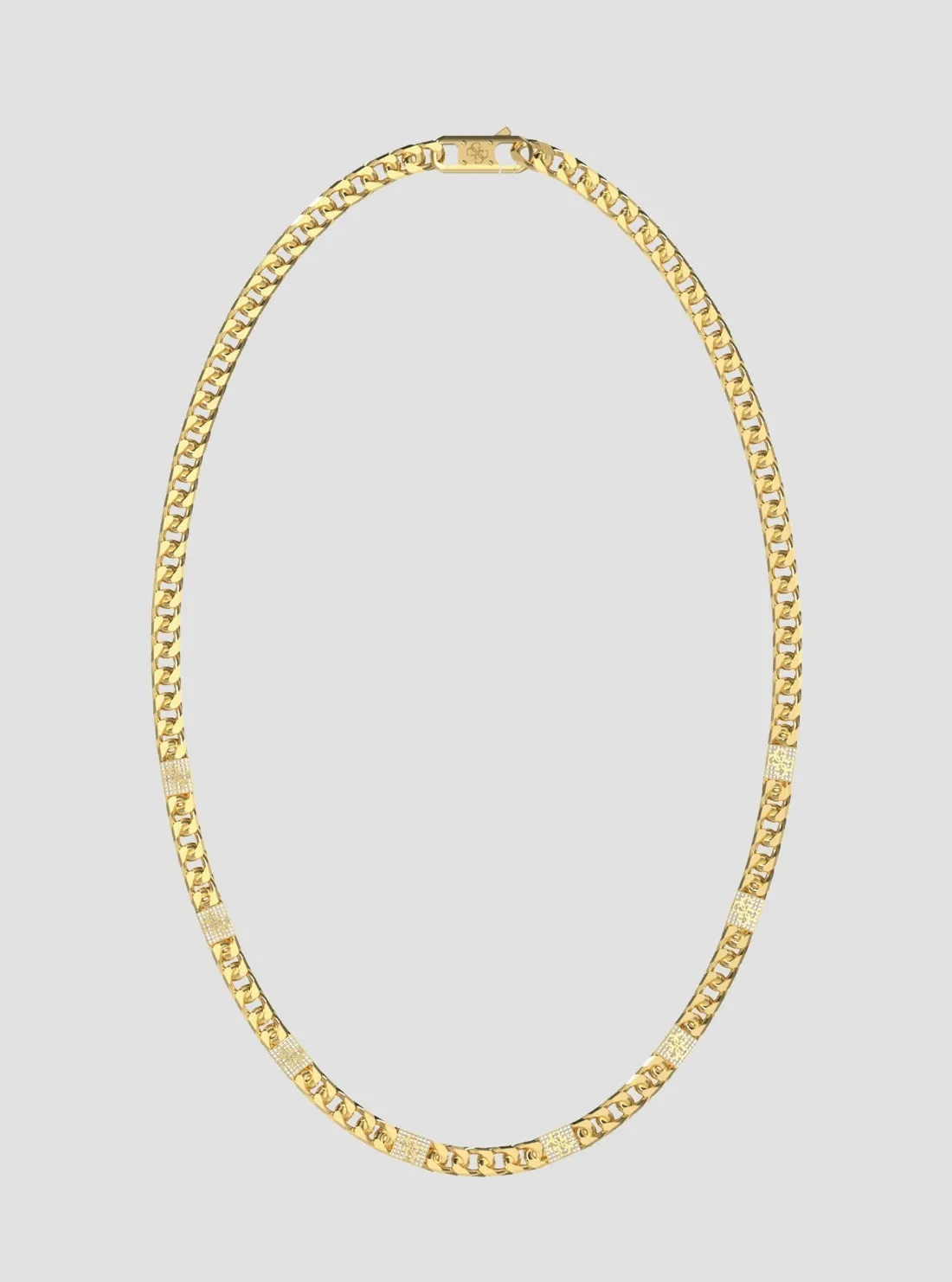 Kalung Pria GUESS Gold 4G Curb Chain Pavé Necklace