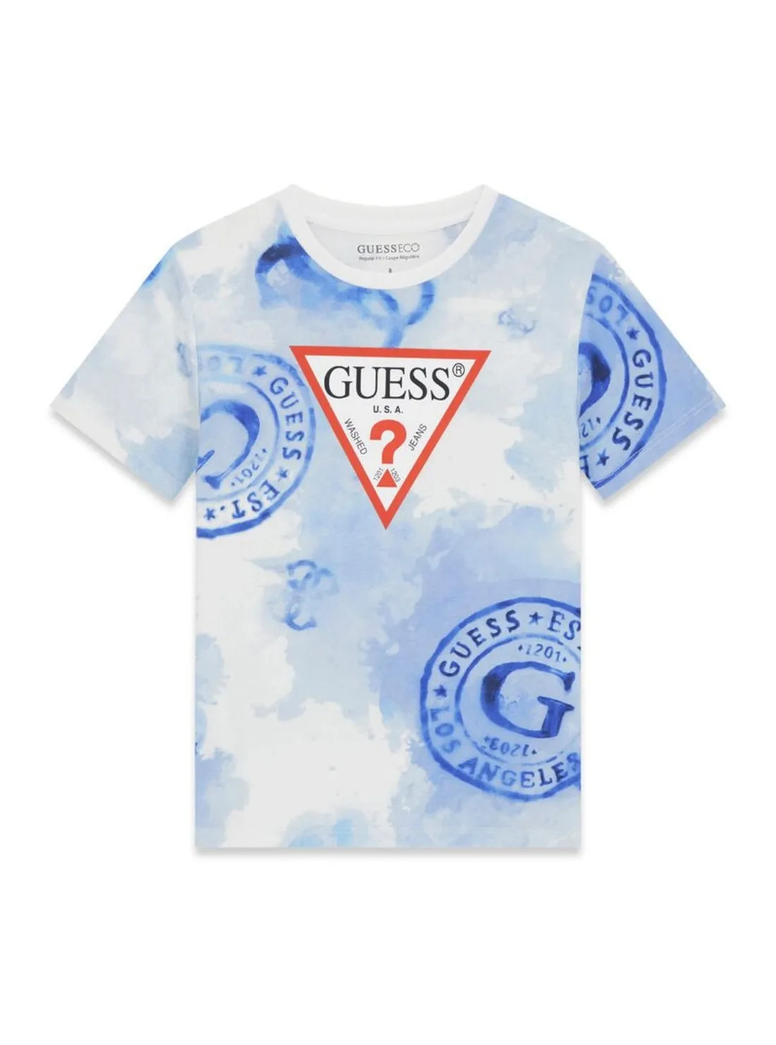 Kaos Anak Laki-Laki GUESS Blue Hawaiian Stamps T-Shirt