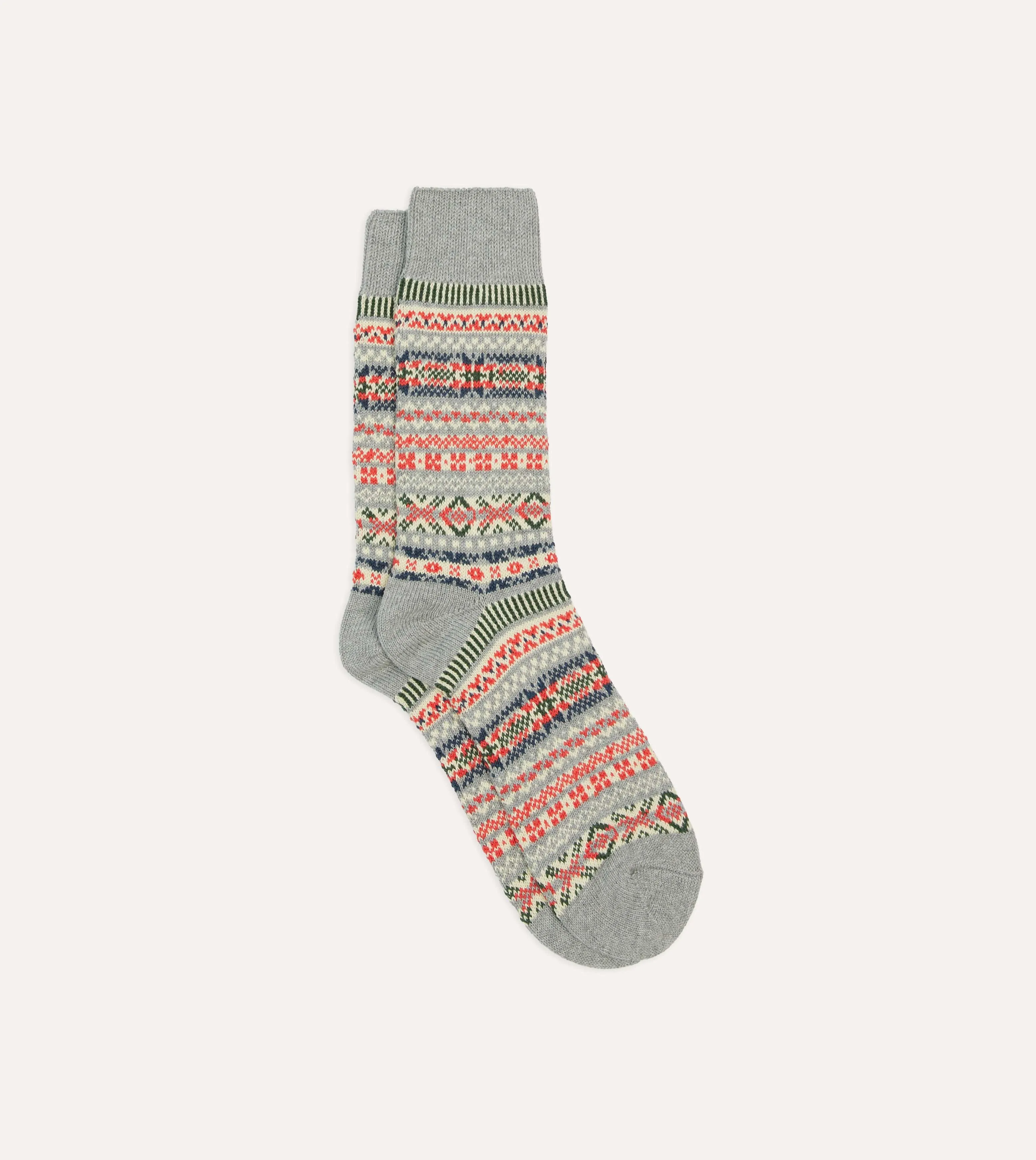 Kaos Kaki RoToTo Grey Cotton Fair Isle
