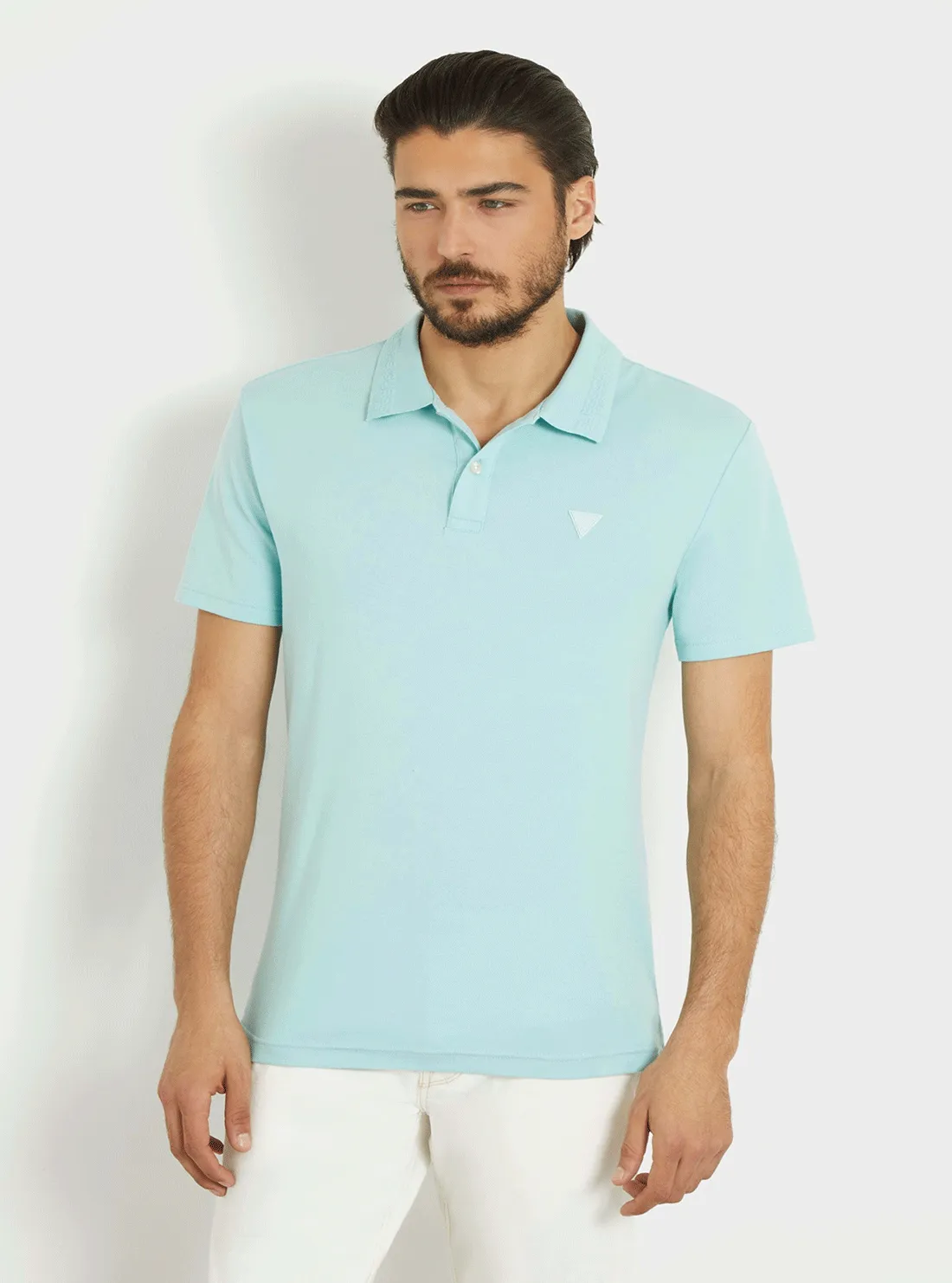 Kaos Polo Pria Guess Eco Light Blue Nolan