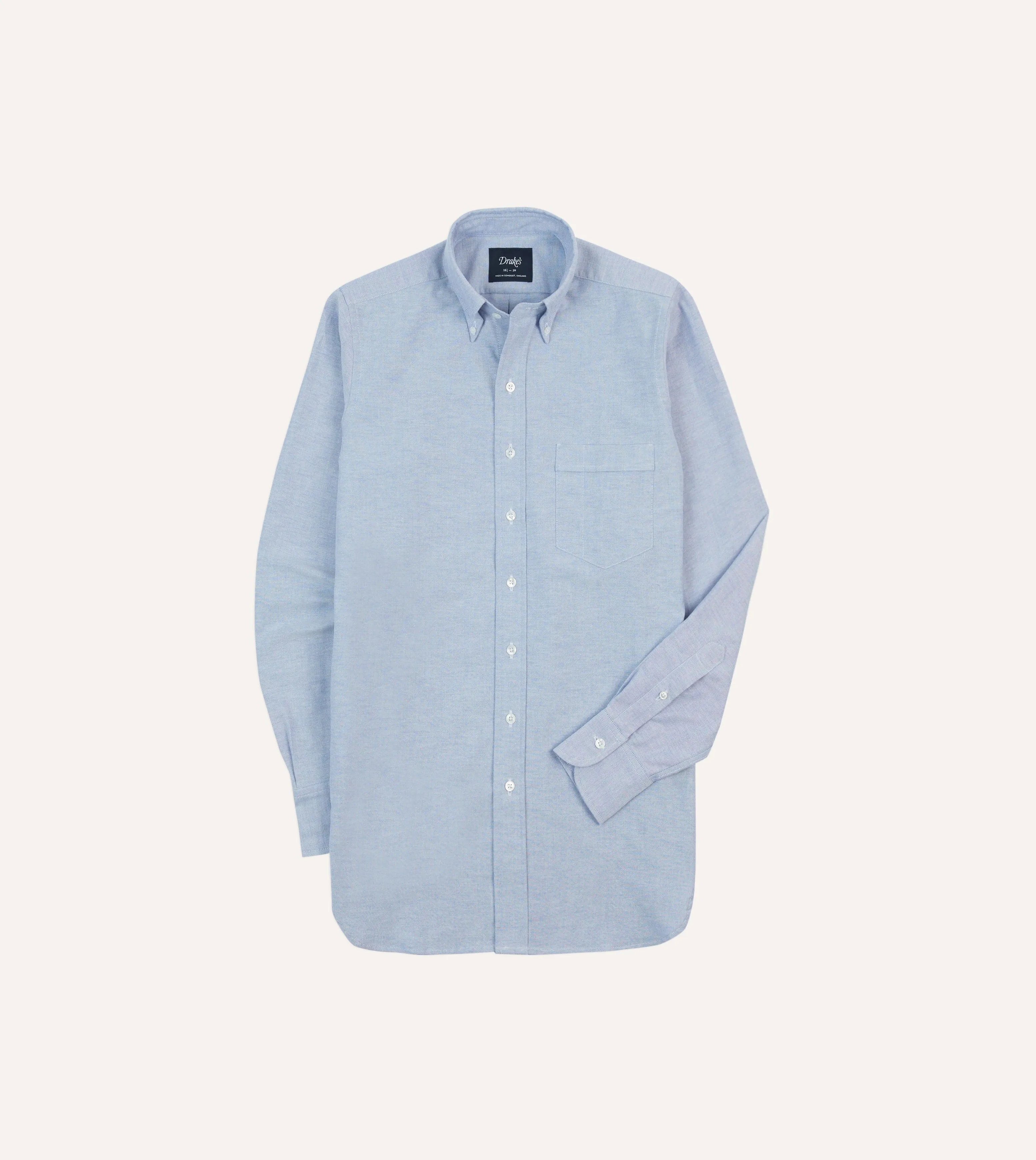 Kemeja Pria Mid-Blue Cotton Oxford Button-Down