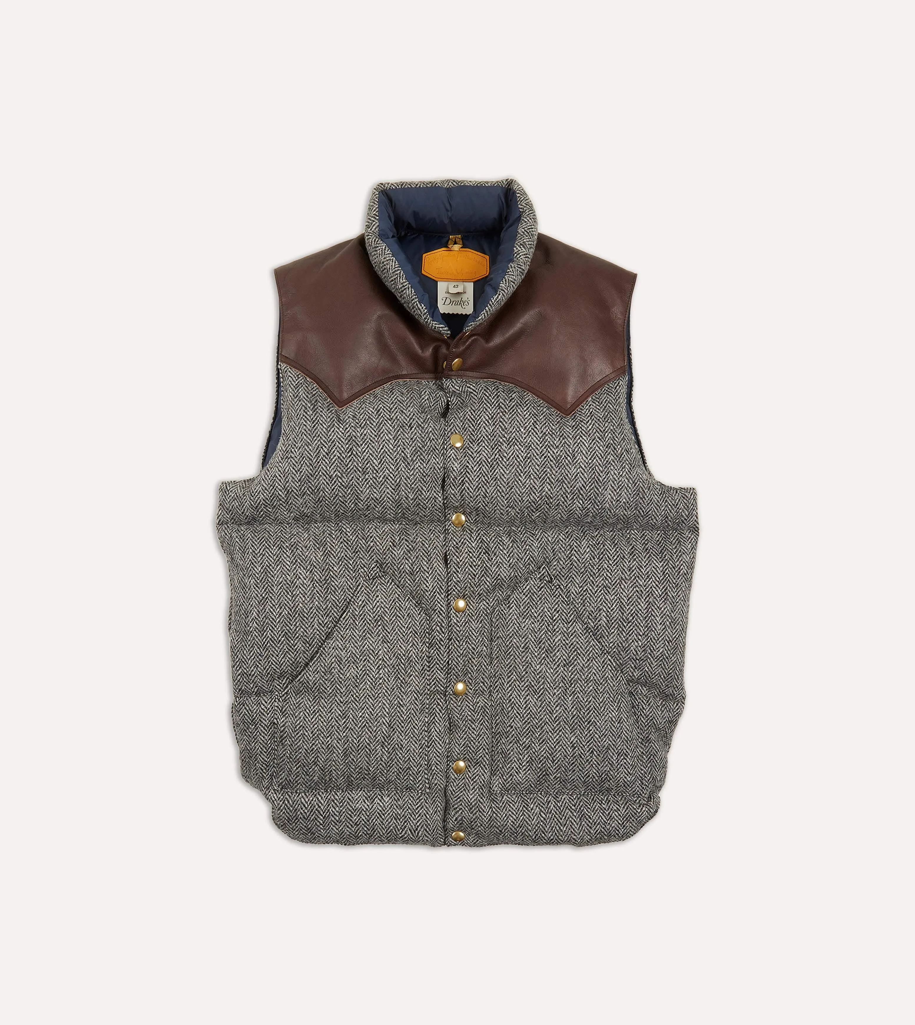 Rompi Down Pria Drake's Harris Tweed Leather Christy