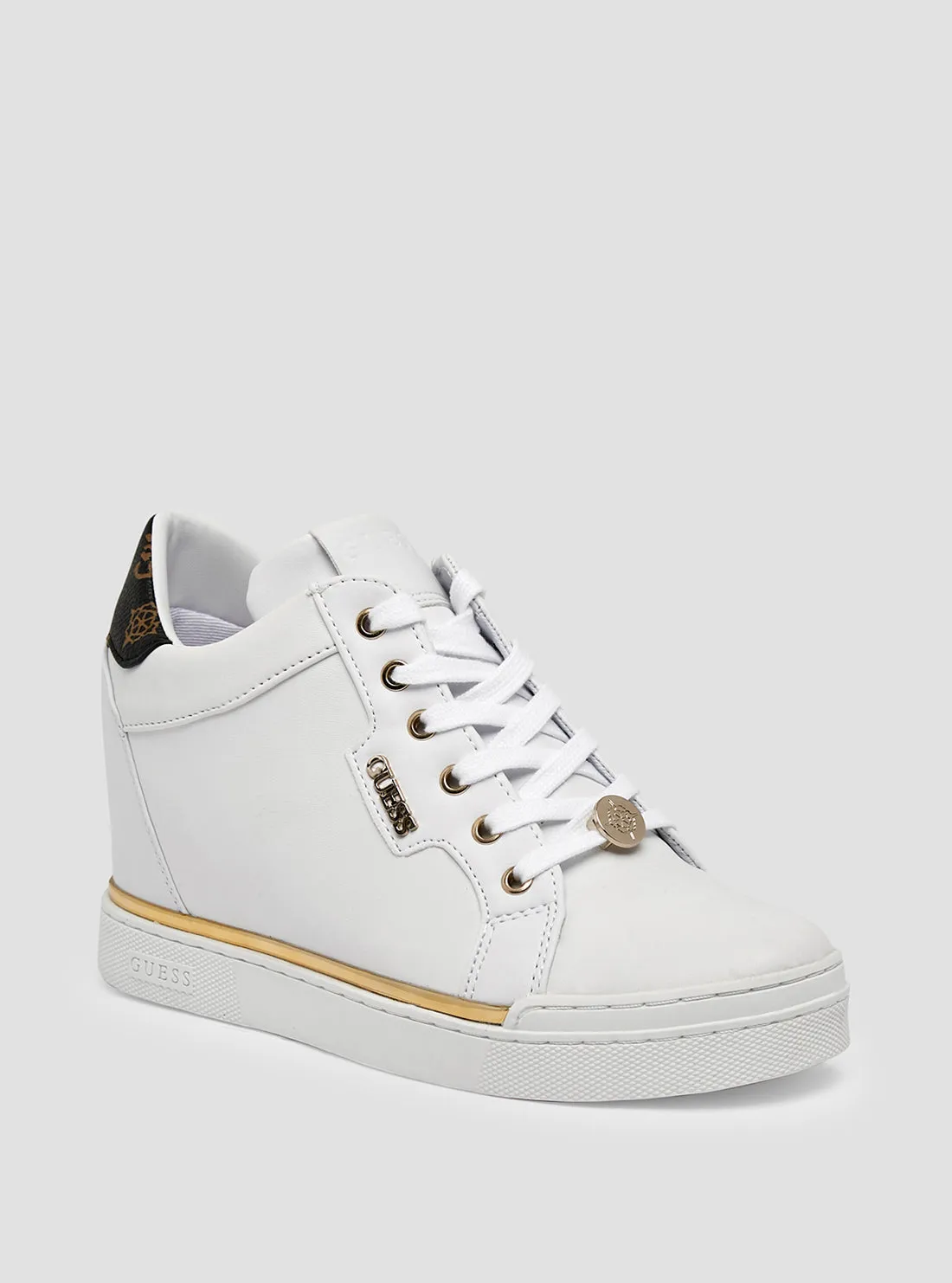 Sepatu Sneakers Wanita Guess White Logo Faster Low Top