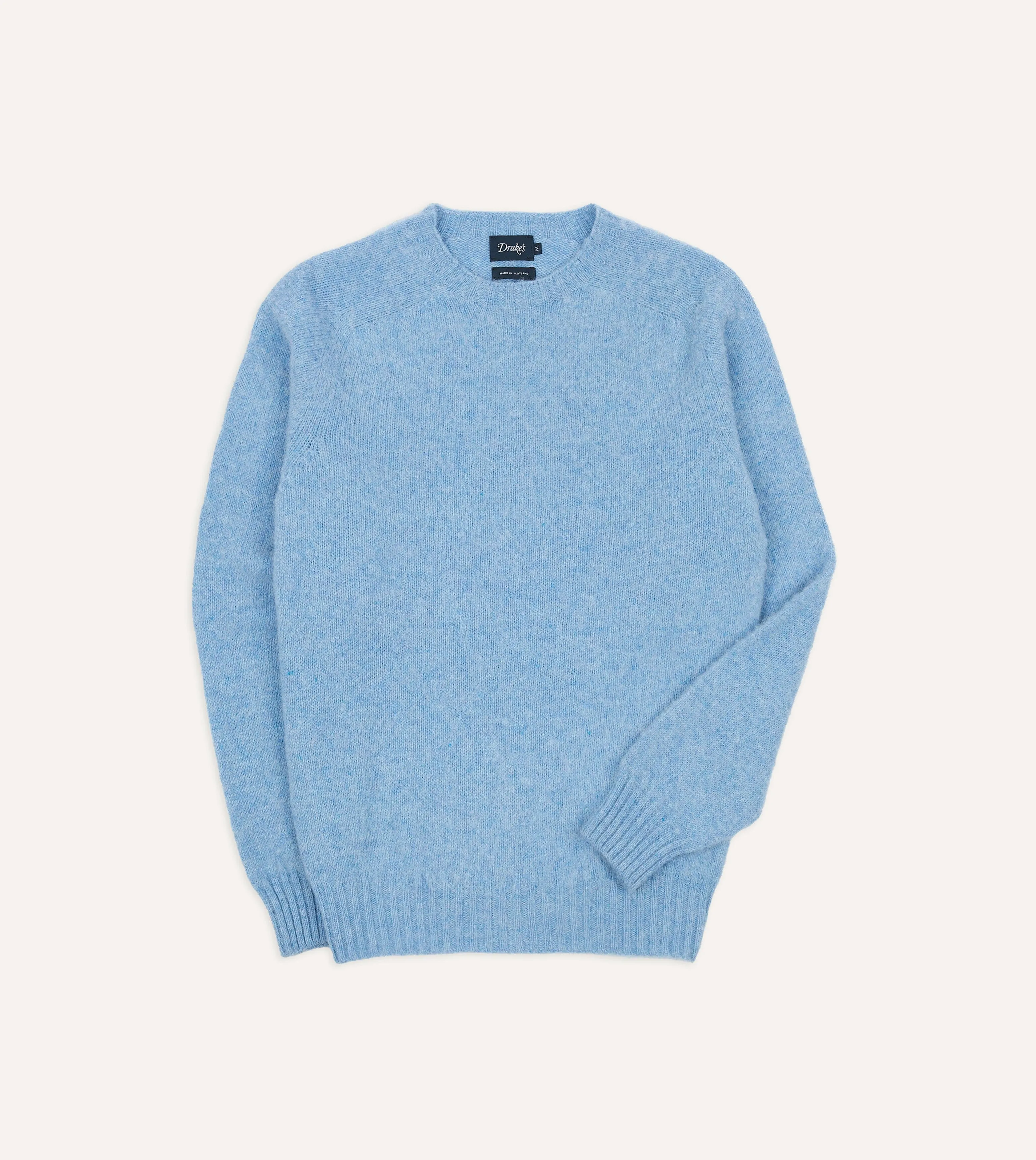 Sweater Rajut Wol Sky Blue Brushed Shetland Crew Neck