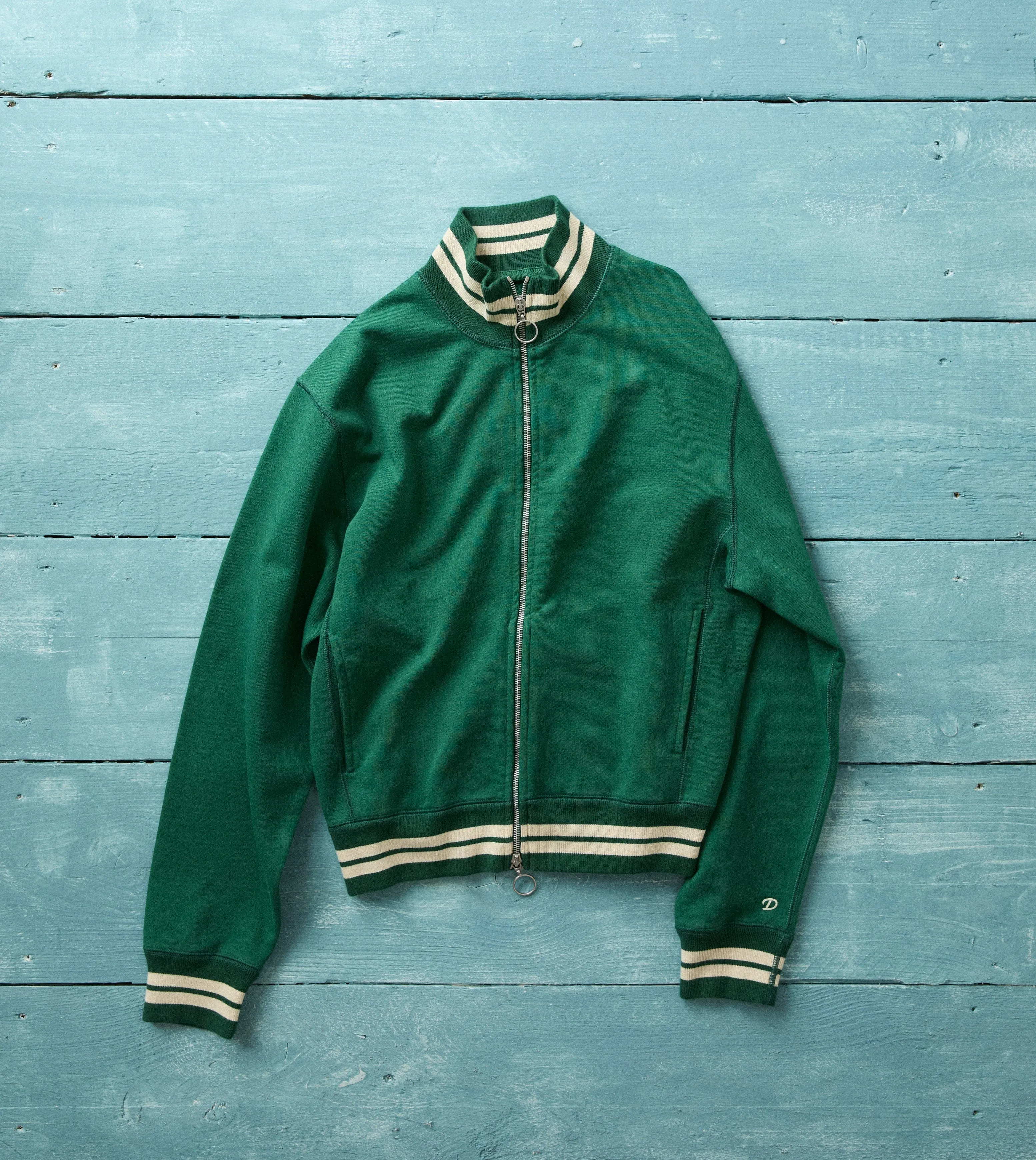 Sweatshirt Katun Zip-Through Hijau Ecru Drake's