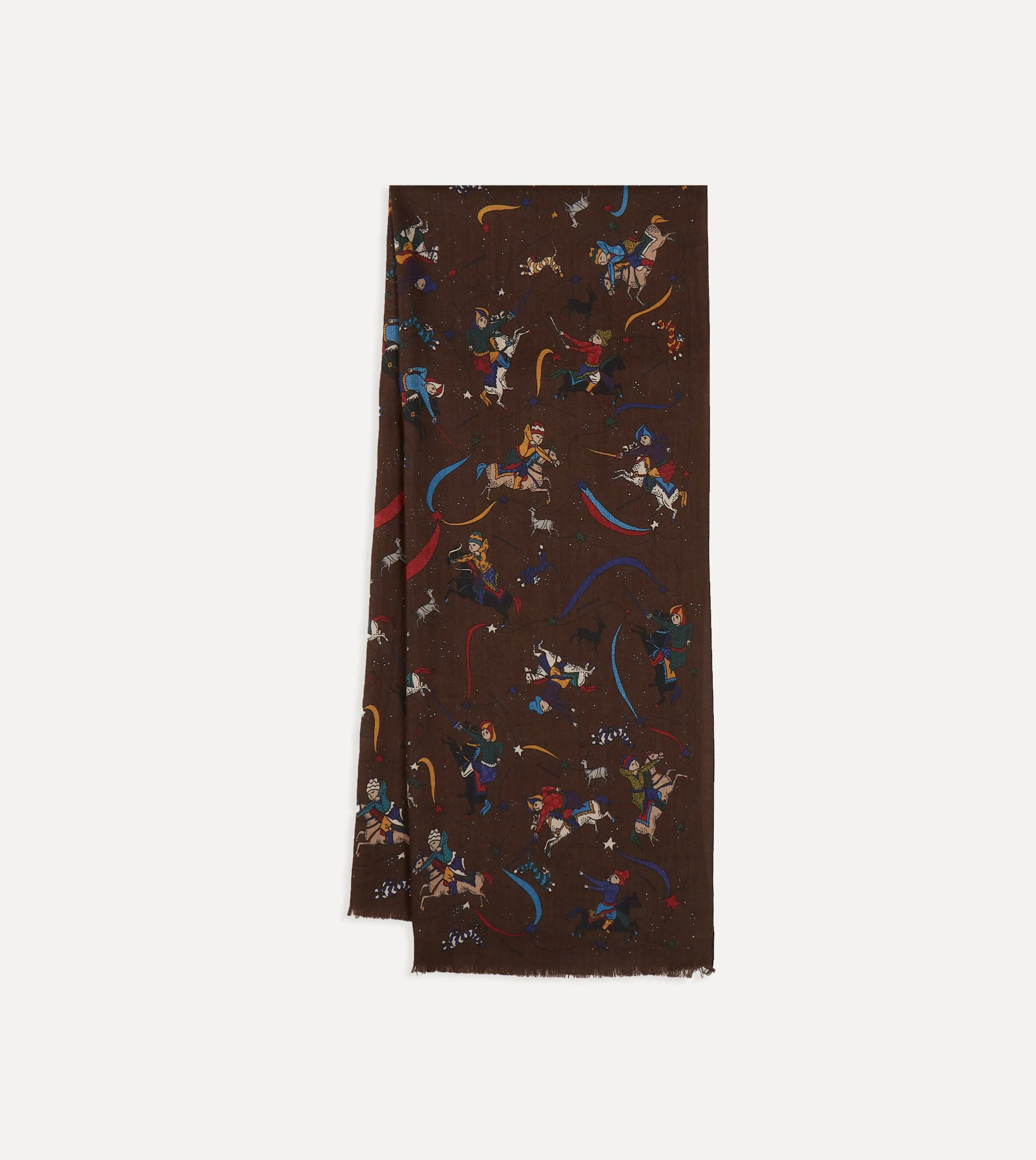 Syal Wol Pria Drake's Brown Mughal and Stars Print