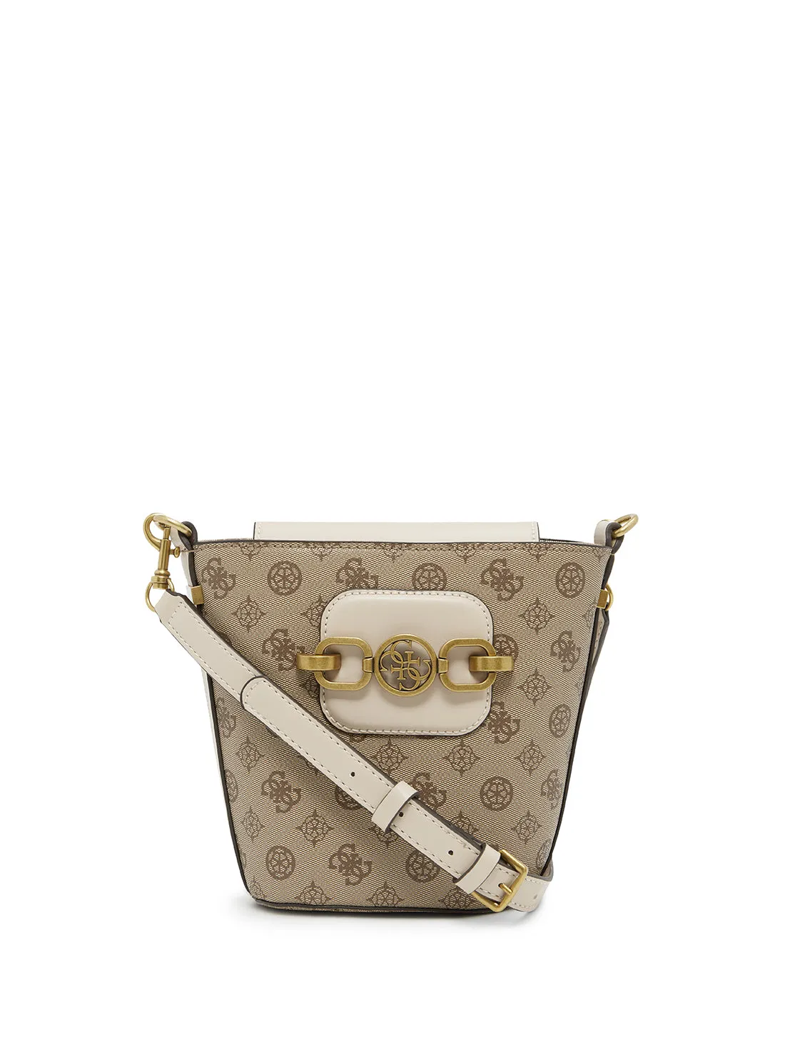Tas Wanita Guess Hensely Logo Bucket Bag Beige