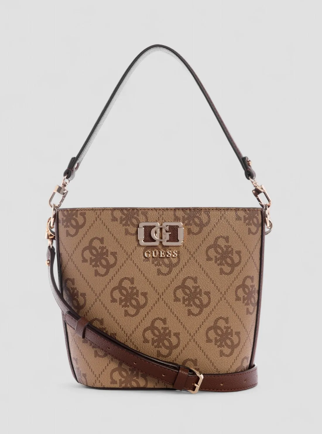 Tas Wanita Guess Karnilla Logo Bucket Bag Original Brown